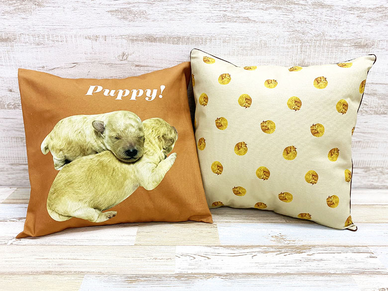 ロックミシンで作るペット写真のオーダーグッズ クッションカバー作りのコツ ベビーロック プリンティング